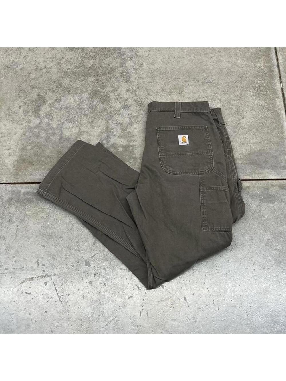 vintage carhartt olive green relaxed baggy fit cargo pants size 36 x 30